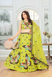 Embroidered Faux Georgette Butterfly Lehenga Choli with Dupatta