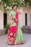 Royal Paithani Mint Pink Silk Zari Lehenga with Dupatta & Batwa