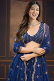 Embroidered Georgette Lehenga Choli with Dupatta – Blue Malay
