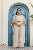 Elegant Beige Georgette Indo-Western Set with Palazzo & Shrug