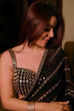 Tara Midnight Black Faux Georgette Real Mirror Work Saree