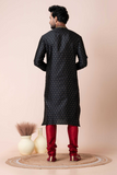 Royal Black Mulberry Buttu Men’s Kurta Pajama Set