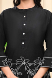Ladybook Black Grace – Embroidered Kurti Pant Set for Office & Daily Wear