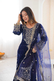Midnight Royale Velvet Sharara Suit Set