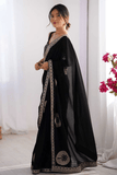 Plamy Black Elegance Rangoli Party Wear Saree - kavyo.in