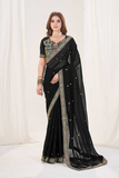 Elegant Black Georgette Silk Saree