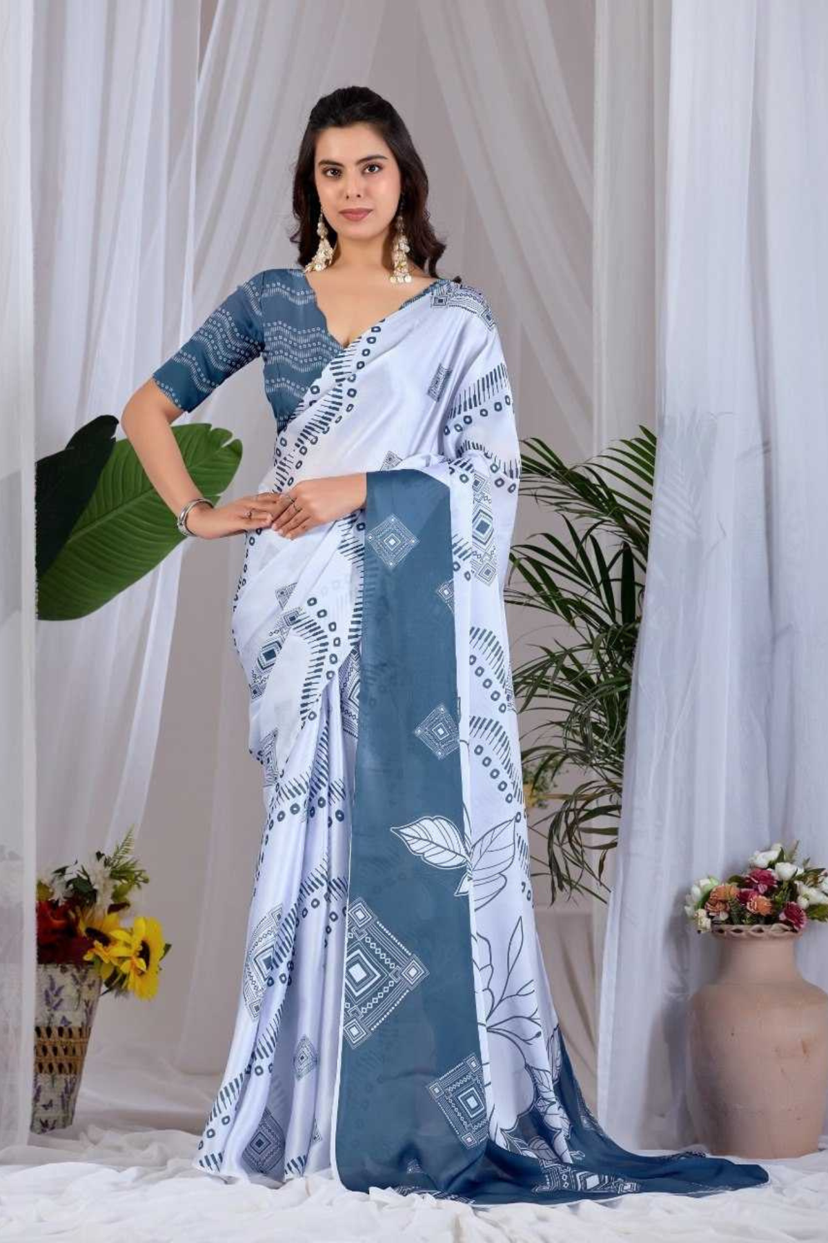 Azure Artistry Printed Saree