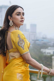 Soft Lichi Silk Yellow Saree with Rich Jacquard Border