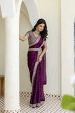 Kasturi Silk Saree in Royal Purple with Embellished Border
