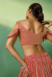 Red Georgette Lehenga with Embroidered Blouse & Dupatta