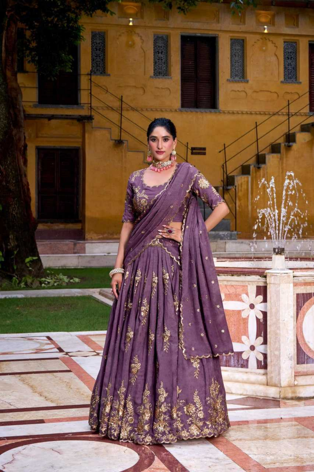 Regal Chocolate Crush Embroidered Lehenga Set