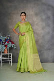 Elegant Green Soft Tusser Silk Saree with Jacquard Blouse