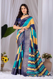 Soft Lichi Silk Saree with Diagonal Patola Print & Woven Zari Border