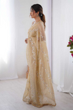 Golden Glam Crush Saree with Moti & ZigZag Sequin Embroidery