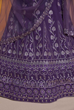 Purple Georgette Embroidered Lehenga Set