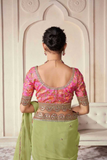 Elegant Green Organza Saree with Silk Blouse
