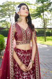 Royal Floral Dola Silk Jacquard Lehenga Choli Set with Organza Dupatta