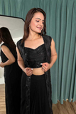 Stylish Black Indo-Western Set with Sequin & Dori Work
