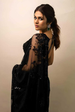Black Georgette Saree with Heavy Multi-Embroidery & Sequin Work