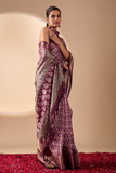 Wine Zari Soft Lichi Silk Ethnic Woven Saree
