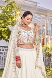Ivory Garden Embroidered Vichitra Silk Lehenga Choli Set with Dupatta