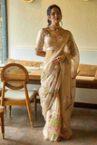 Soft Tebby Silk Floral Print Saree with Beads & Sequins Handwork