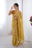 Yellow Glam Crush Saree with Moti & ZigZag Sequin Embroidery