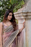 Soft Twill Net Saree with Sequins & Dori Embroidery Work