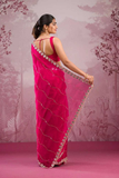 Premium Red Silk Saree with Real Mirror & Glitter Dori Work