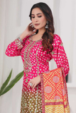 Rangriti Chinon Silk Printed Kurti Palazzo Set