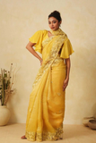 Soft Crunchy Silk Saree in Haldi Yellow with Sequin Embroidery