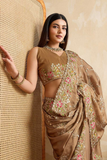 Golden Grace Rangoli Silk Saree with Multi Embroidery & Cutwork Border