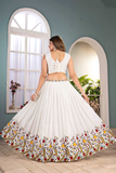 Ivory Chinon Embroidered Lehenga Set