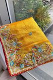 Yellow Soft Star Georgette Embroidered Saree with Contrast Banglory Silk Blouse