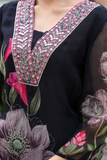 Black Georgette Kurta Pant Dupatta Set