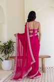 Rangoli Silk Saree with Cording Embroidery & Double Sequins Work