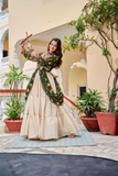 Pure Cotton Gamthi Work Navratri Lehenga with Shrug - Green