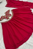Rani Red Premium Roman Silk Lehenga Choli Set with Dupatta
