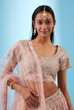 Blush Pink Faux Georgette Lehenga with Net Dupatta