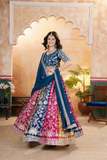 Multi-Panel Embroidered Faux Georgette Lehenga Choli with Dupatta