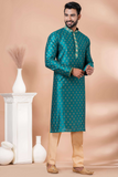 Banarasi Dhupion Royal Teal Kurta Pajama Set