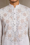 White Embroidered Kurta Set with White Pant