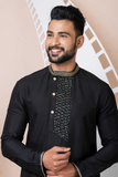 Black Regal Viscose Designer Kurta Pajama Set