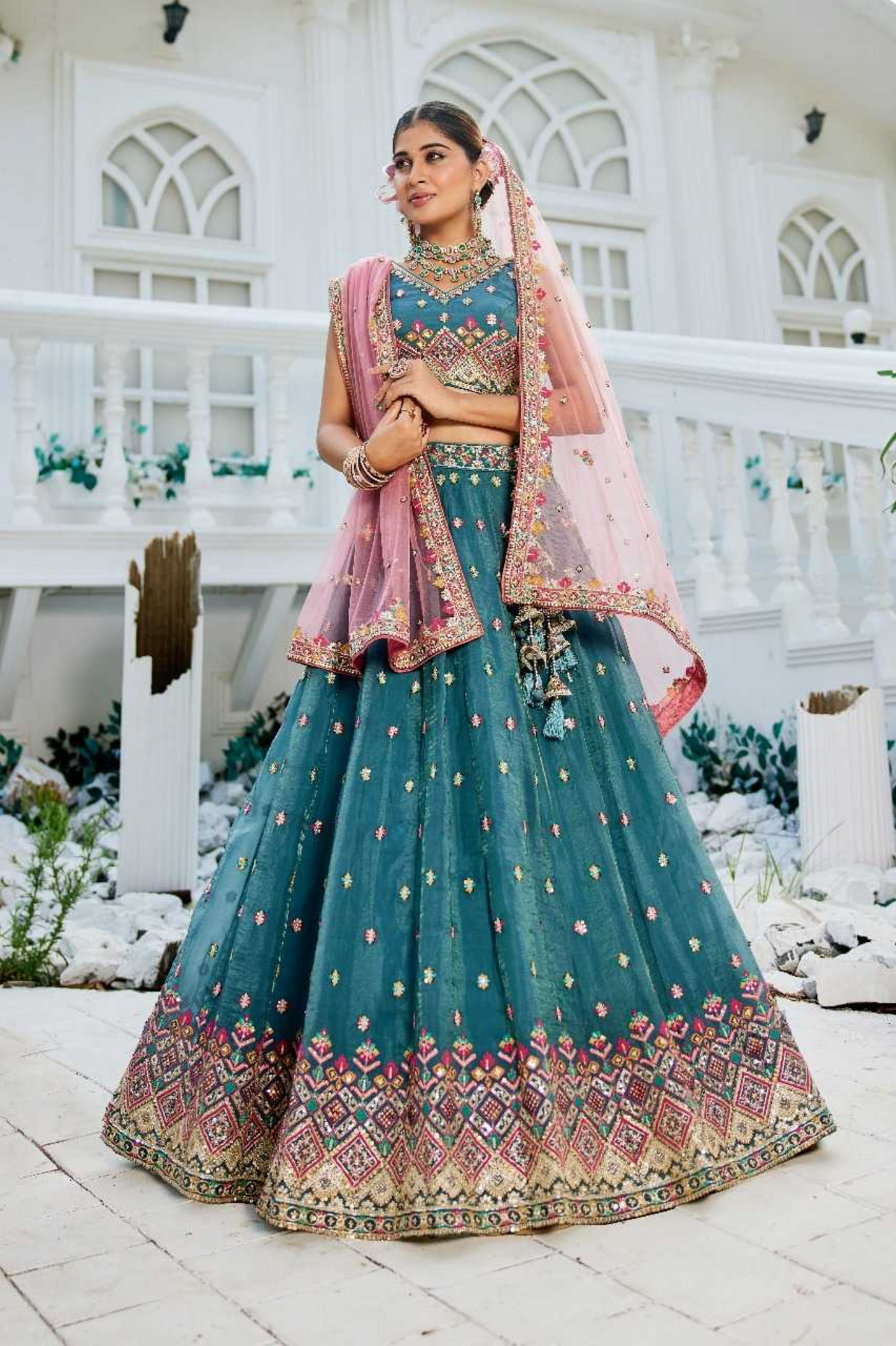 Tissue Embroidered Lehenga Choli with Dupatta