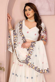 Ivory Star Georgette Embroidered Lehenga Set