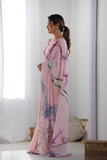 Pastel Pink Heavy Chinnon Saree with Mirror Lace Border