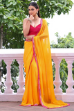 Embellished Sequinned Chiffon Saree in Sunshine Yellow
