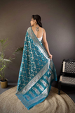 Soft Banarasi Silk Saree with Elegant Zari Weaving & Pure Silk Blouse