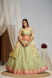 Light Green Faux Georgette Lehenga Choli with Floral Dupatta
