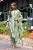 Mint Grace – Heavy Muslin Silk Anarkali Kurta Pant Dupatta Set